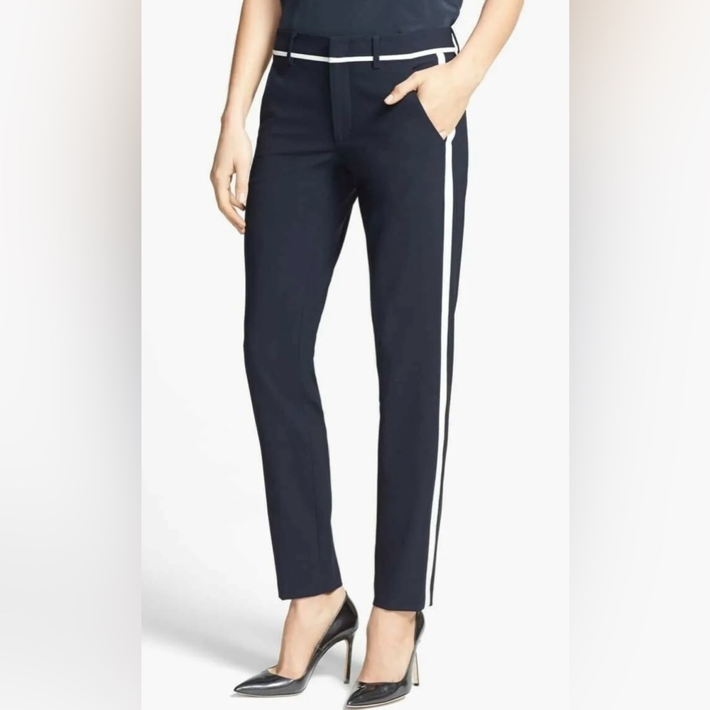 Vince pants, New Without Tags/Never Worn. Lightweight black wool/white trim. 6